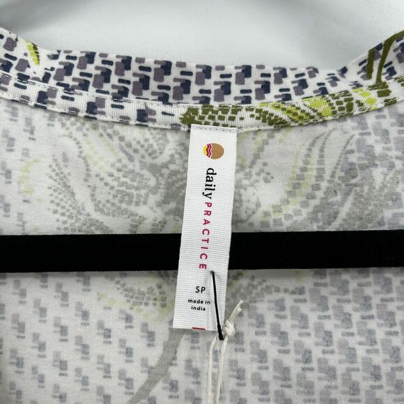 NWT ANTHROPOLOGIE Daily Practice Blue Green Floral Wrap Mini Dress Small Petite - Picture 9 of 10